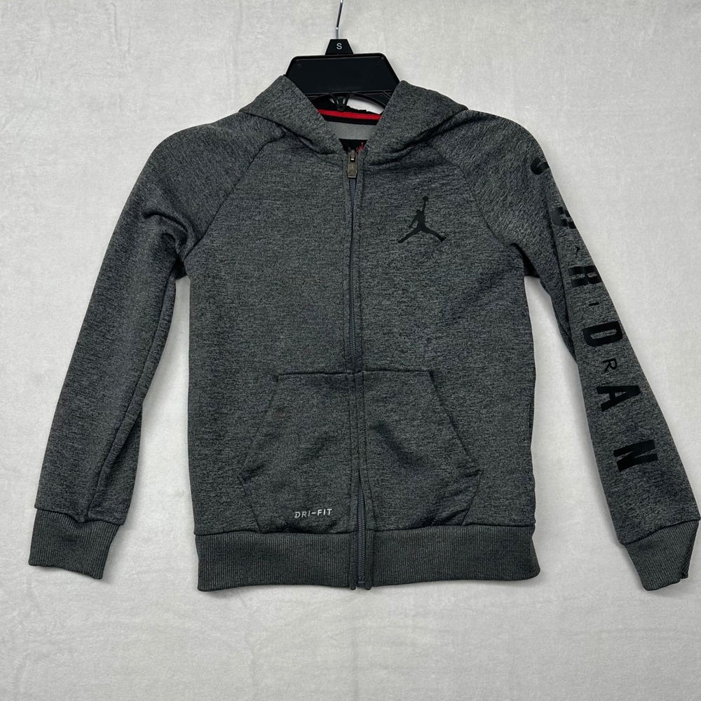 Kids Jordan Dri Fit Hoodie Zip Up Gray Basketball Athletic Size‎ 6 M